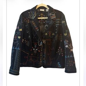NWOt Chico’s Mercury RIBA Embellished Black Velvet Blazer Jacket Size 2 - 10/12